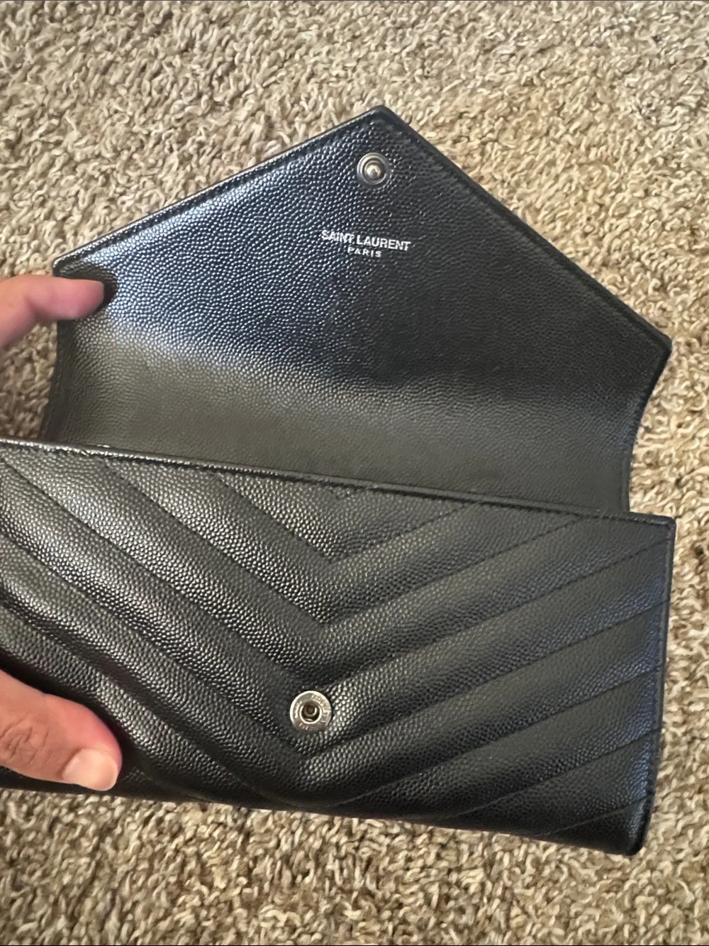 Saint Laurent Cassandre YSL Monogram Large Flap Wallet Black Retails $950 - Picture 9 of 11